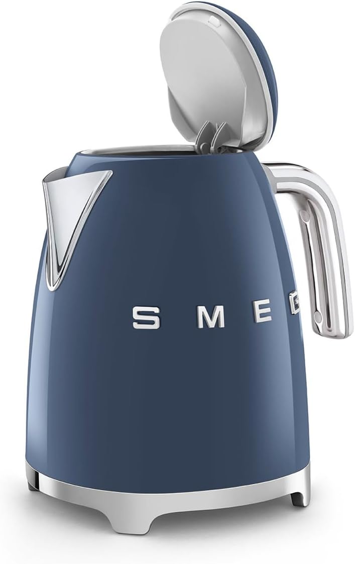 SMEG 50's Retro Style Electric Water Kettle with Automatic Shutoff, Removable Base, and Water Indicator, KLF03NBUS, Navy Blue