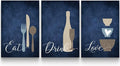 GUBIYU Farmhouse Kitchen Wall Decor Eat Sign Eat Drink Love Wall Art Set of 3 by GUBIYU