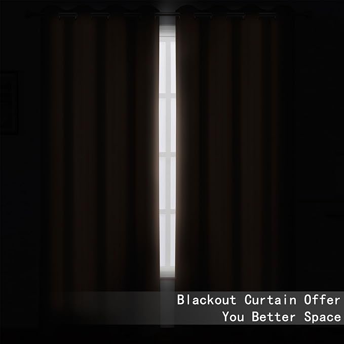 LEMOMO Blackout Curtains 66 x 72 Inch Long Cappuccino Curtains Set of 2 Panels - Image 3