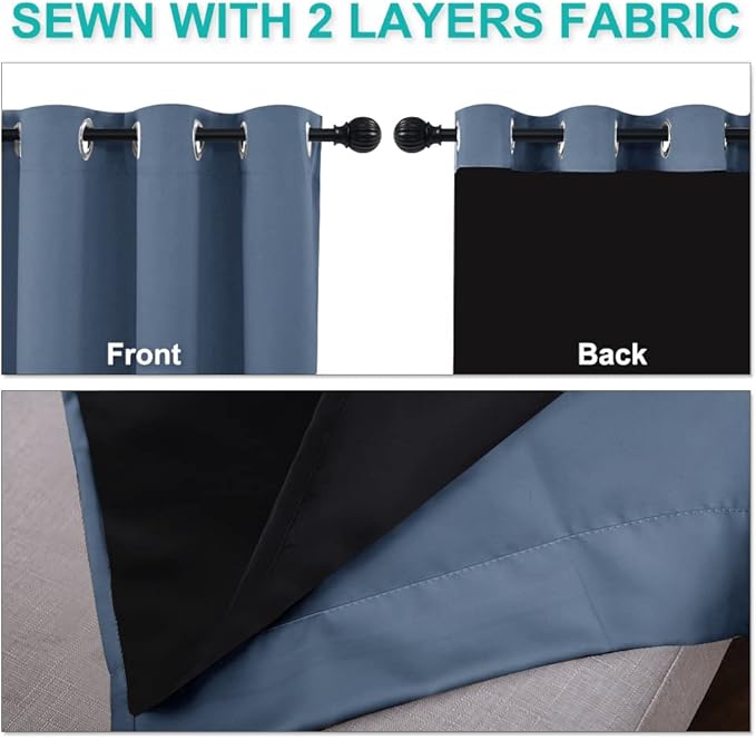 NICETOWN Blackout Curtains 80 inches Long, Full Light Blocking Drapes - Image 5