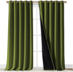NICETOWN Total Shade Curtains and Draperies, Olive Green, Package of 2 - Image 2