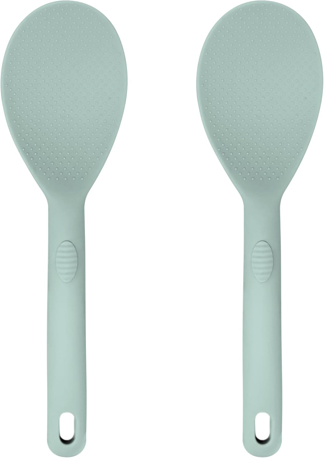 Silicone Rice Paddle Set – 2-Piece Set of Spoon Spatulas for Non-Stick Cookware – Kitchen Tools and Accessories with Comfortable Handles, Heat-Resistant Utensils for Cooking and Baking – Pastel Green