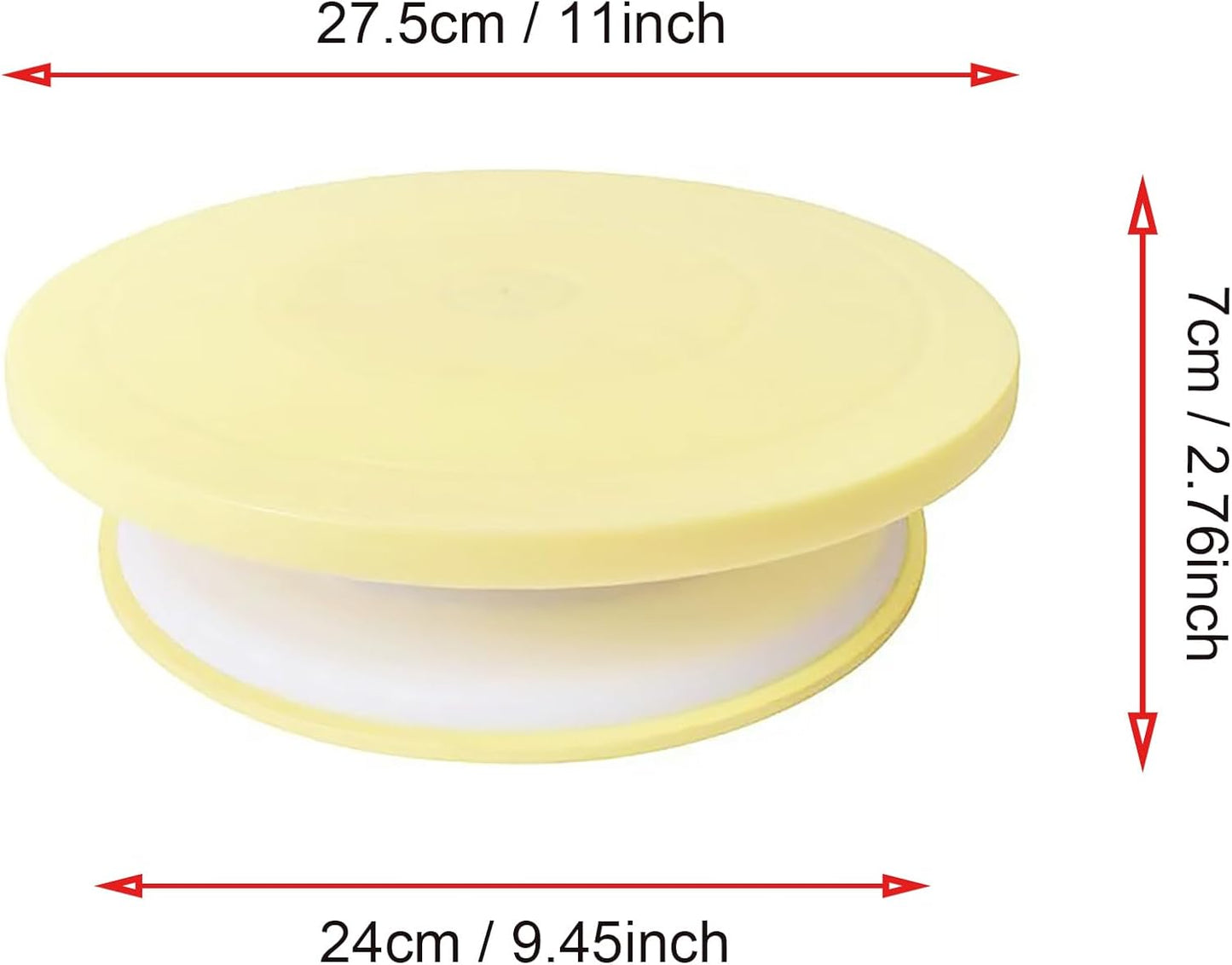 Cake Decorating Turntable 11 Inch Cake Turntable Anti-Slip Rotating Cake Stand for Decorating(1pcs Yellow)