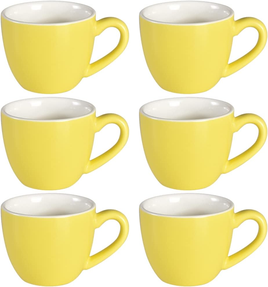 homEdge Mini Procelain Espresso Cup, 3 Ounces / 90 ml Tiny Coffee Mugs Demitasse for Espresso, Tea- Yellow