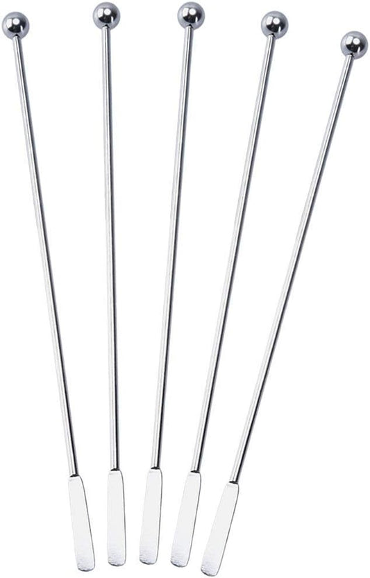 5 pcs Stainless Steel Coffee Beverage Stir Sticks Cocktail Stirrers Drink Swizzle Stick 7.4" Swizzle Stick Picks Tools