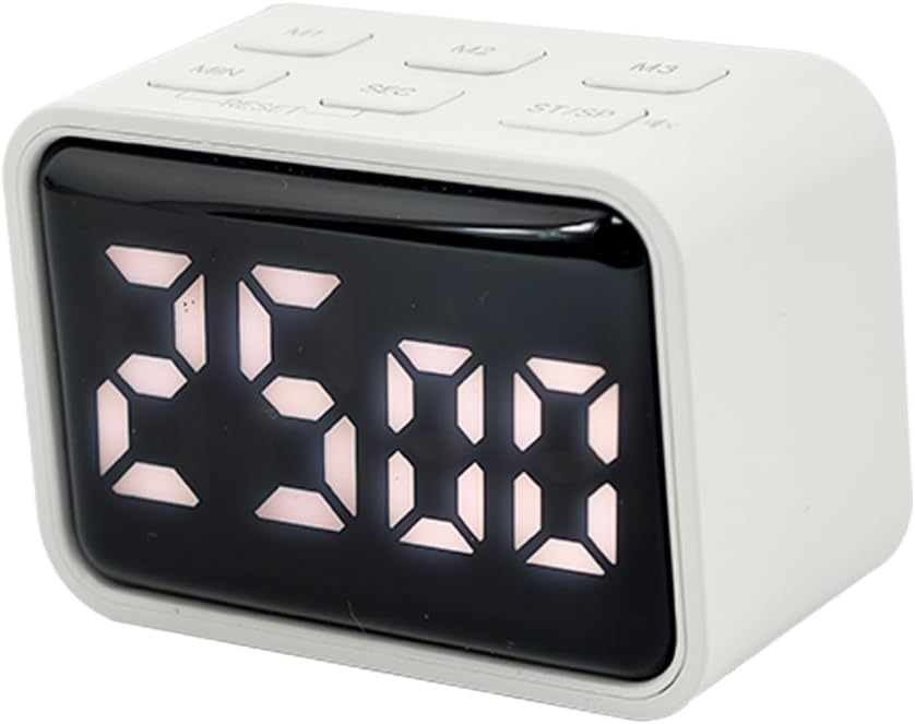Digital Mini LED Timer, Rechargeable LED Countdown/Up Timer, 3 Pre-Set Memory Time Loud Alarm ON/Off Function, Ideal for Homework, Cooking, Classroom, Office, Kids Students (White)