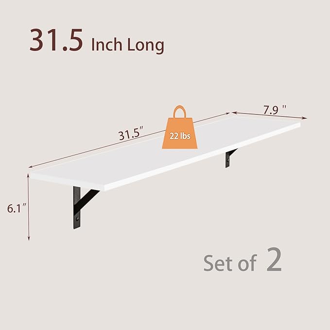 DINZI LVJ Long Wall Shelves, 31.5 x 7.9 x 6.1 Inches, Easy-to-Install, Large - Image 3