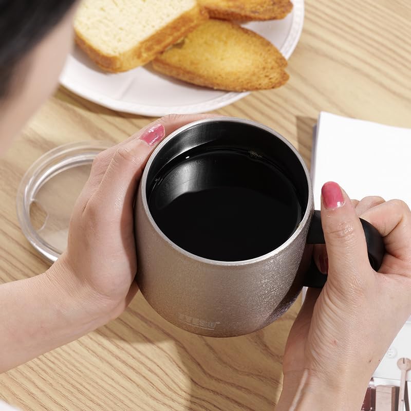 TYESO Office Coffee Mug,Vacuum Insulated Mug Double Wall Stainless Steel Cup (Rose Gold, 16 oz)