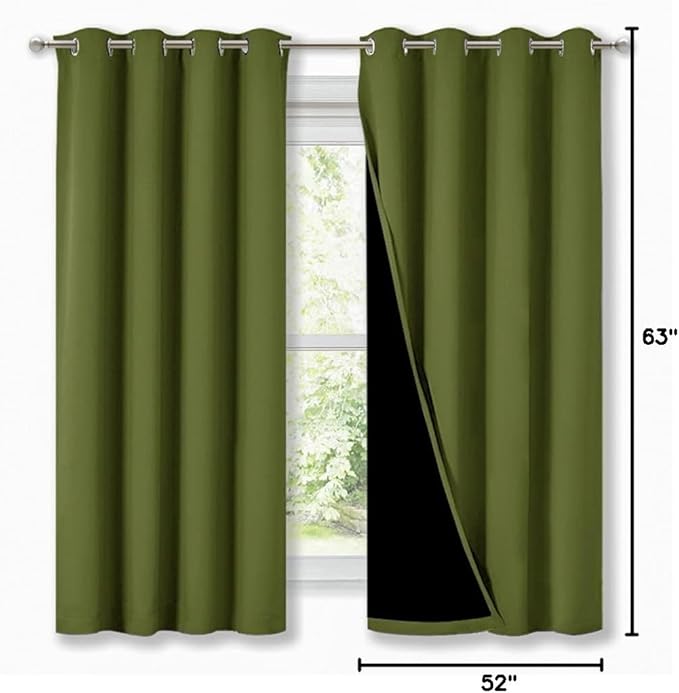 NICETOWN 100% Blackout Curtain Panels, Thermal Insulated Black Liner Curtains - Image 9