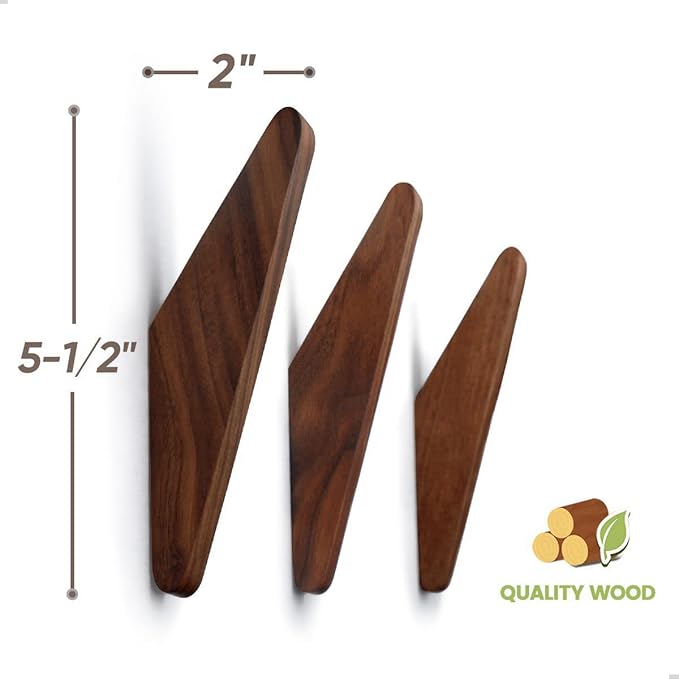 COCOYA 4Pack Wood Hooks Wall Mounted, Minimalist Easy Install Natural Real - Image 6