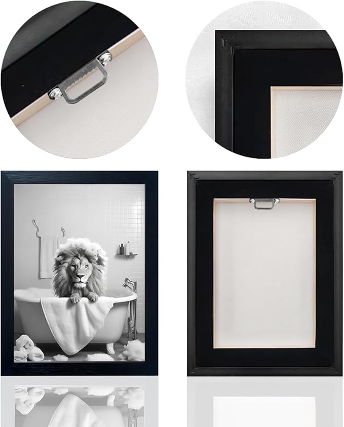 Black and White Lion Canvas Wall Art Bathroom Pictures Paintings - Image 4