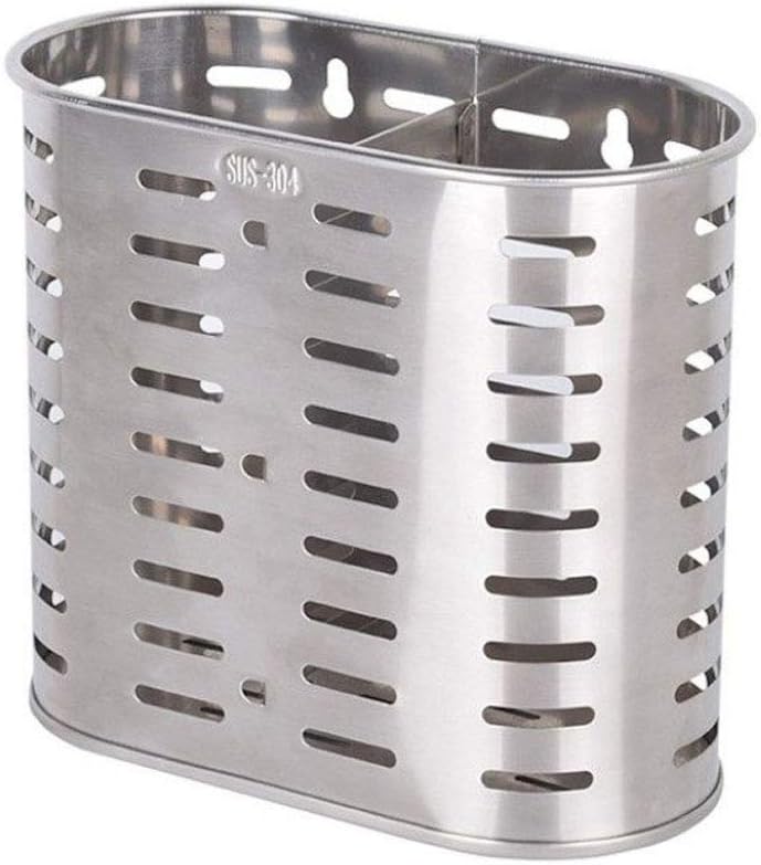 Self Adhesive 2 Compartments Mesh Utensil Drying Rack/Chopsticks/Spoon/Fork/Knife Drainer Basket Flatware Storage Drainer, 304 Stainless Steel