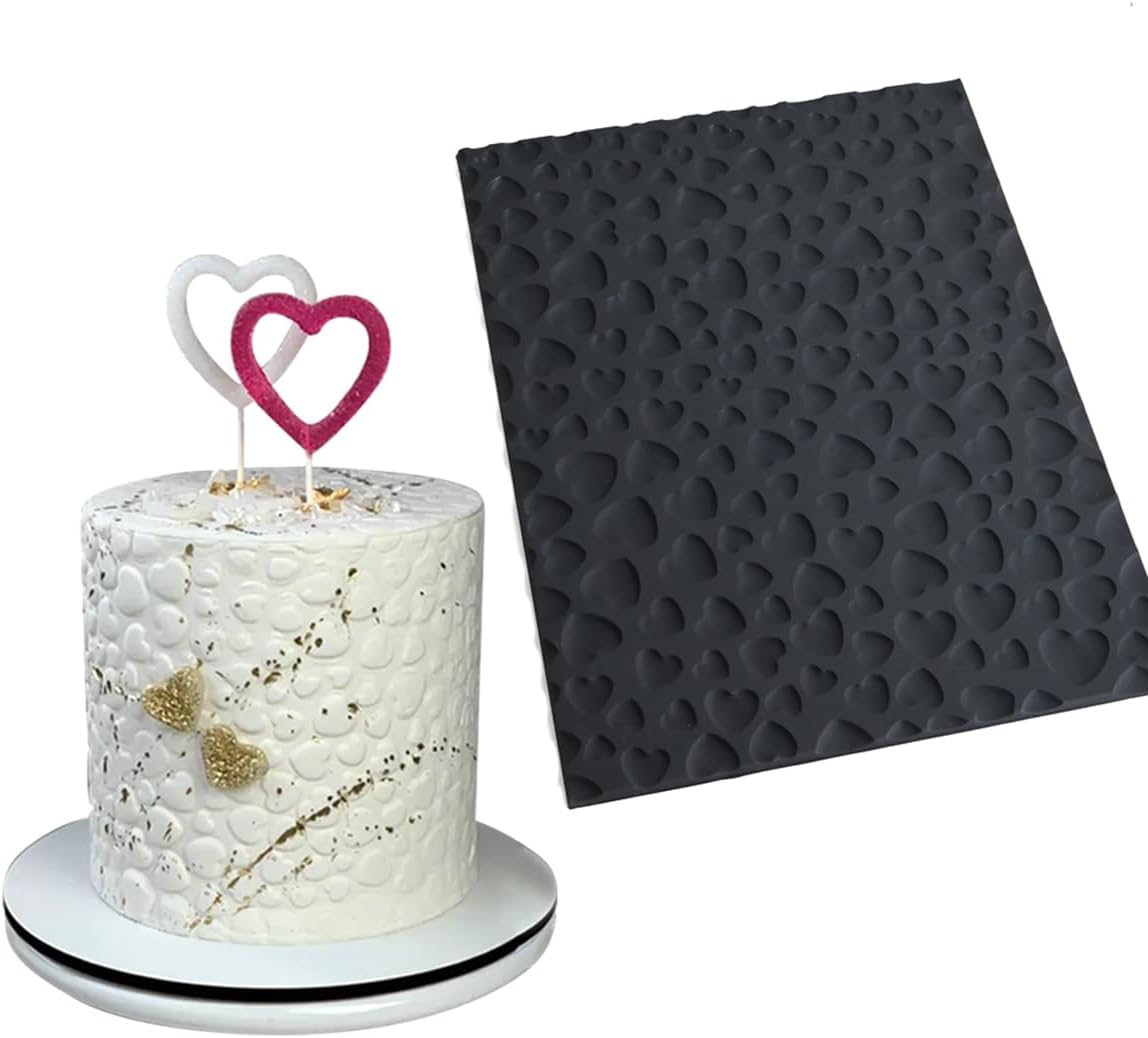 mostsom Silicone Lace Cake Mold Heart Pattern Flexible Sugar Craft Decorating Tool for Baking, Fondant, Chocolate, and Resin Molding Non-Stick Cake Decorating Molds (B_ Heart)