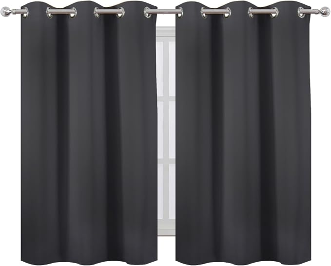 LEMOMO Dark Grey Blackout Curtains/38 x 54 Inch/Set of Two Panels Grommet - Image 2