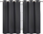 LEMOMO Dark Grey Blackout Curtains 42 x 54 Inch Length Set of 2 Panels Grommet - Image 2