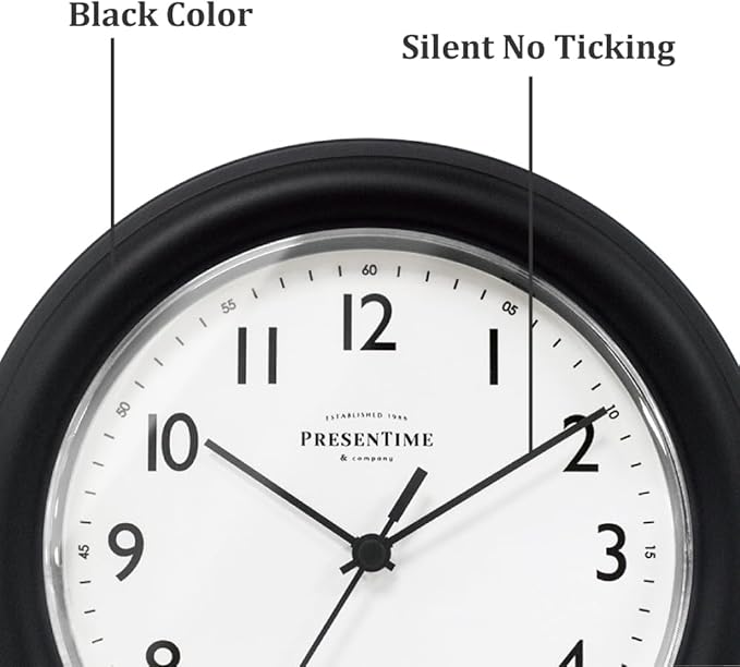 PresenTime & Co. 8.5" Modern Farmhouse Essential Wall Clock, Silent non Ticking - Image 2