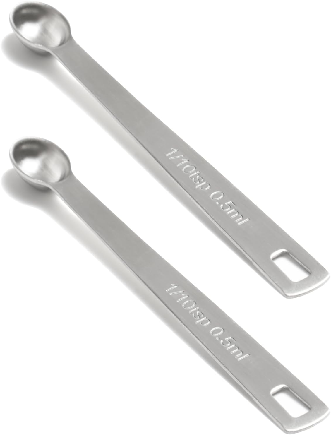 2PCS 1/10 Teaspoon(1/10tsp, 0.5ml) Single Tiny Measuring Spoon, Small Individual Stainless Steel Measure Spoons Only