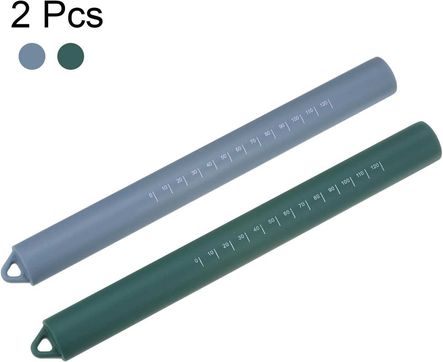 HARFINGTON 2pcs Silicone Rolling Pin 10" Stainless Silicone Surface Non-Stick Stainless Steel Inner Core Dough Roller Kitchen Roller for Baking Pastry Pizza Fondant Bread, Blue,Dark Green