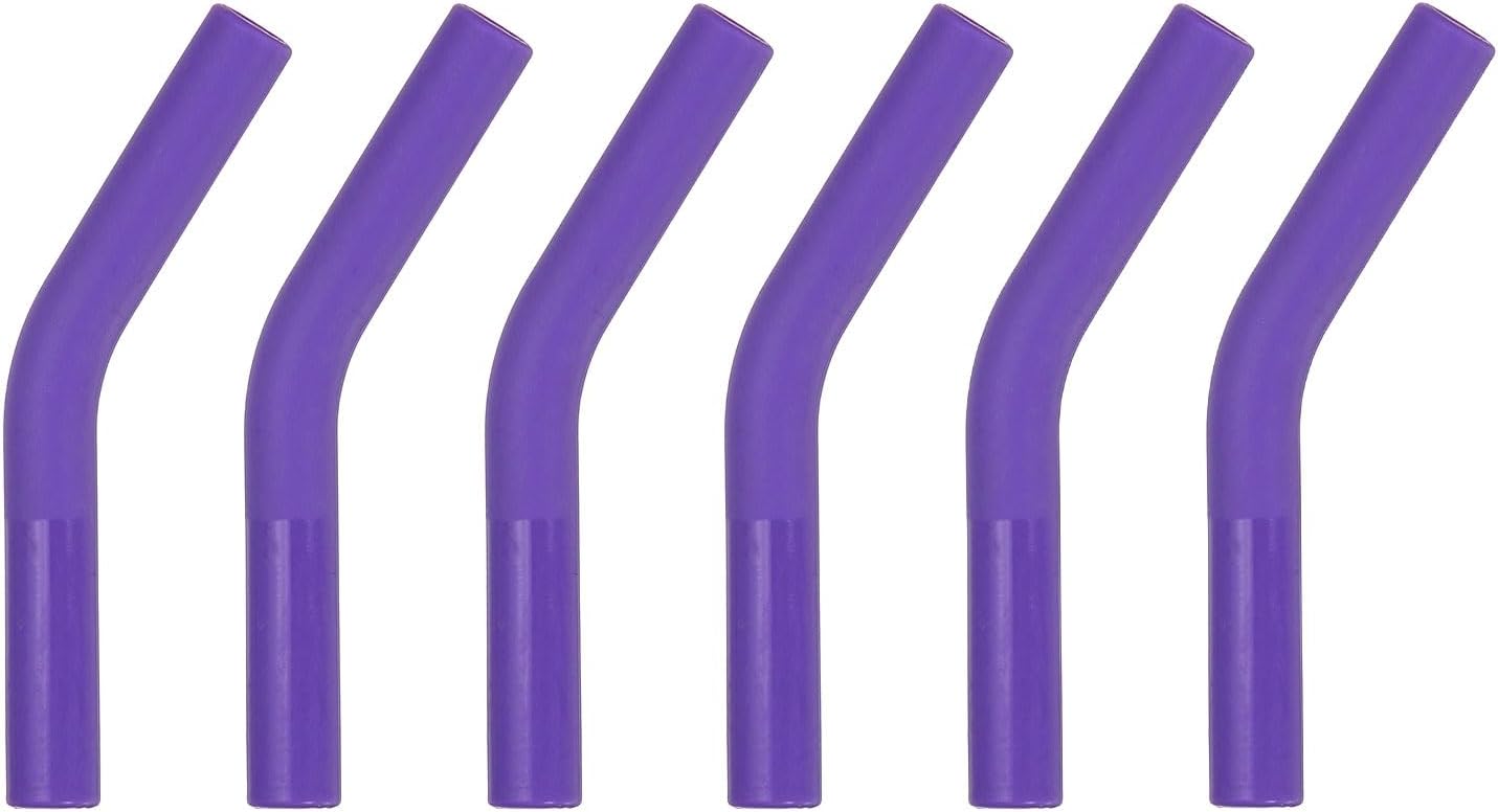 uxcell 6Pcs Silicone Straw Tips, Silicone Straw Elbows Tip, Soft Reusable Metal Straw Covers Fit for 8mm/0.31" OD Stainless Steel Straws, Purple