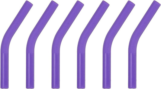uxcell 6Pcs Silicone Straw Tips, Silicone Straw Elbows Tip, Soft Reusable Metal Straw Covers Fit for 6mm/0.24" OD Stainless Steel Straws, Purple