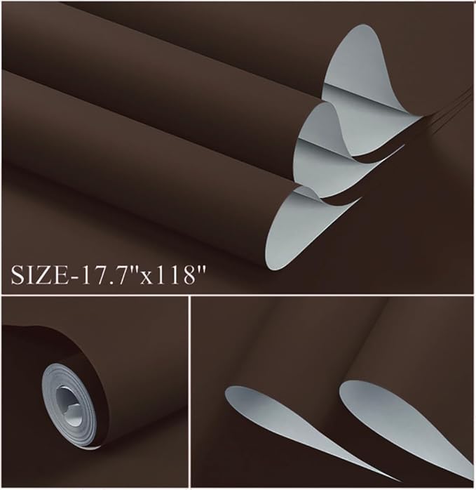 Dimoon 236.2''x17.7''Coffee Brown Peel and Stick Wallpaper Contact Paper Modern - Image 2
