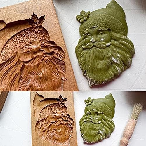 Wooden Cookie Biscuit Mold, 3D Baking Mold, Embossing Craft Decorating Baking Tool, Suitable for Halloween Thanksgiving Christmas Kitchen DIY (Xmas-B-3PCS)