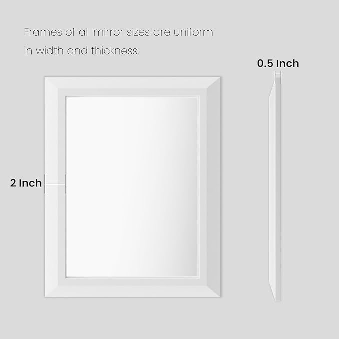 Amorho Bathroom Mirror, 24x30 Inch White Thick Metal Framed Wall Mirrors - Image 7