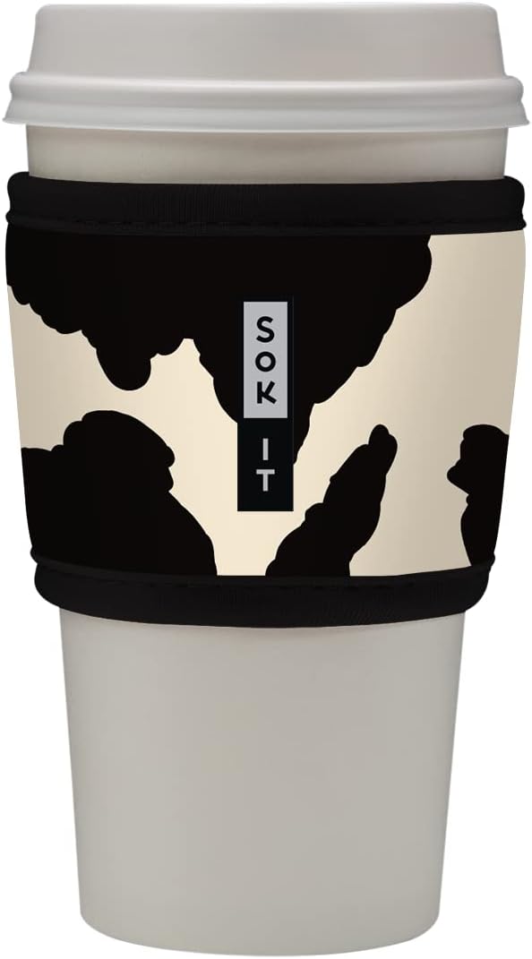Sok It HotSok Coffee & Tea Reusable Insulated Neoprene Cup Sleeve (Cow Print)