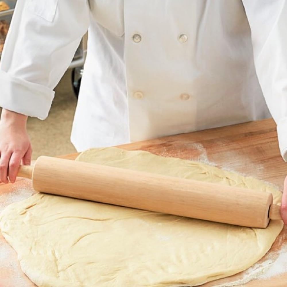 18" Wooden Rolling Pin 3-1/4" Diameter- WoodenRoll Pin for Fondant Pie Crust Cookie Pastry Dough Classic Pastry Rolling Pin
