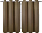 LEMOMO Brown Blackout Curtains 42 x 54 Inch Length Set of 2 Panels Grommet - Image 2