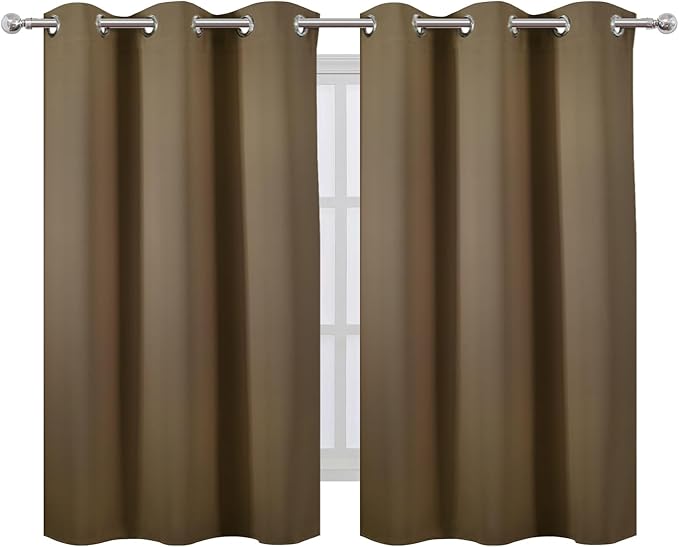 LEMOMO Brown Blackout Curtains 42 x 54 Inch Length Set of 2 Panels Grommet - Image 2