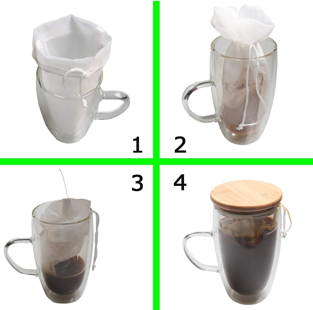 2 Pack Cold Brew Coffee Bag,120 Micro Food Grade Nylon Ultra Fine Mesh, 8.6x5 inch Reusable Cold Brew Coffee Filter with Seamless Bottom, Coffee Maker