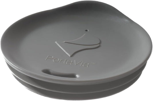 Reusable Coffee Cup Silicone Lid – Fits Most Tumbler, Water Bottle, & Ceramic Coffee Mug Between 3⅜”-3⅝” – Dishwasher-Safe Travel Mug Lid keeps your beverage in your mug (Large - Grey)