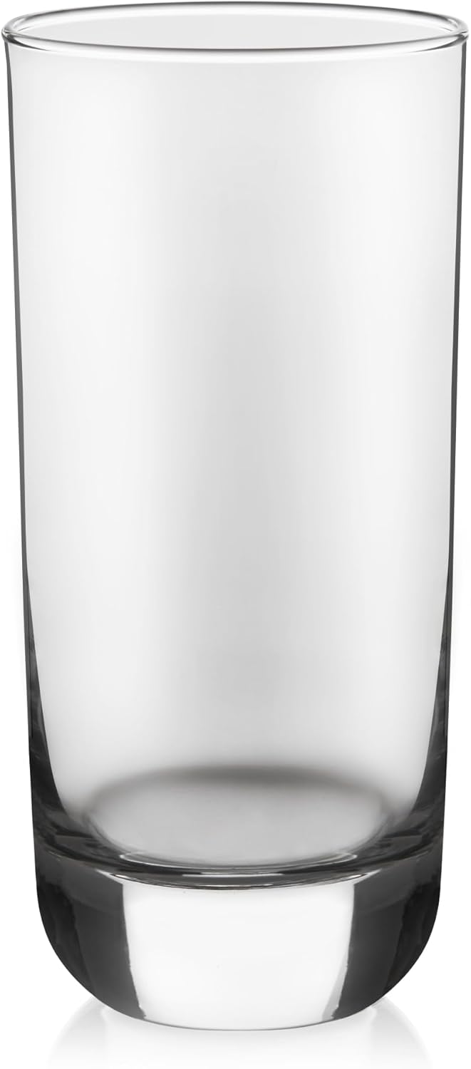 Libbey Polaris Tumbler and Rocks Glass Set, Elegant Drinkware Glasses Set,, Tall Drinking Glasses with Modern Clean Lines, Dishwasher Safe Drinking Glasses Set of 16