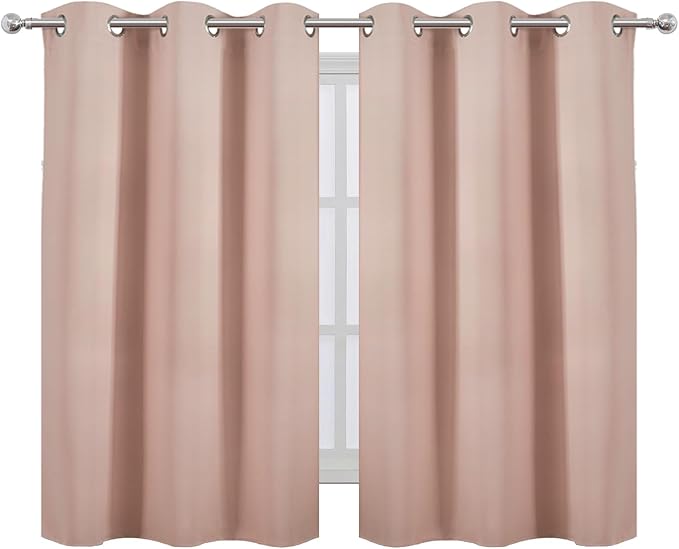 LEMOMO Blush Blackout Curtains/38 x 54 Inch/Set of Two Panels Grommet Living - Image 2