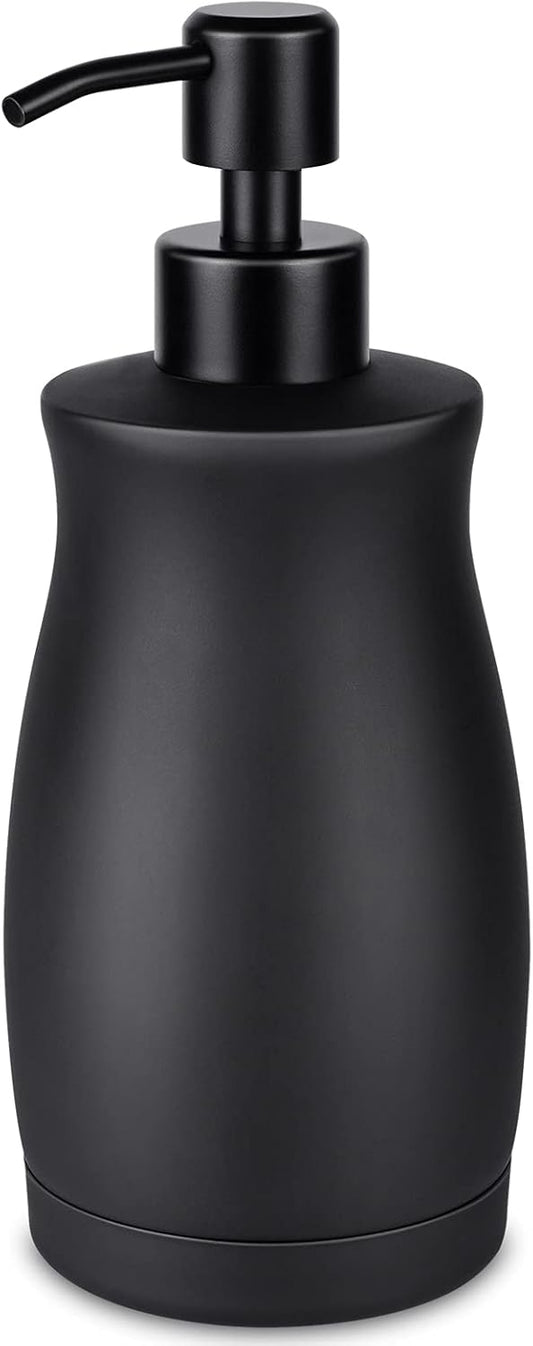 Stainless Steel Countertop Matte Black Soap Dispenser Liquid Bottle for Kitchen & Bathroom Hand Dish Lotion (Matte Black, 390ml/13oz)