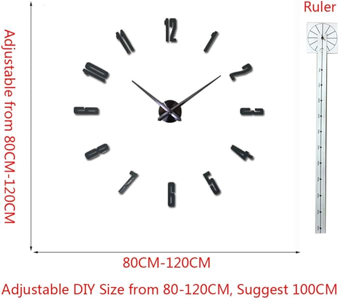 DIY 3D Wall Clock Large Frameless Watch Mirror Surface Wall Art Clock - Image 3
