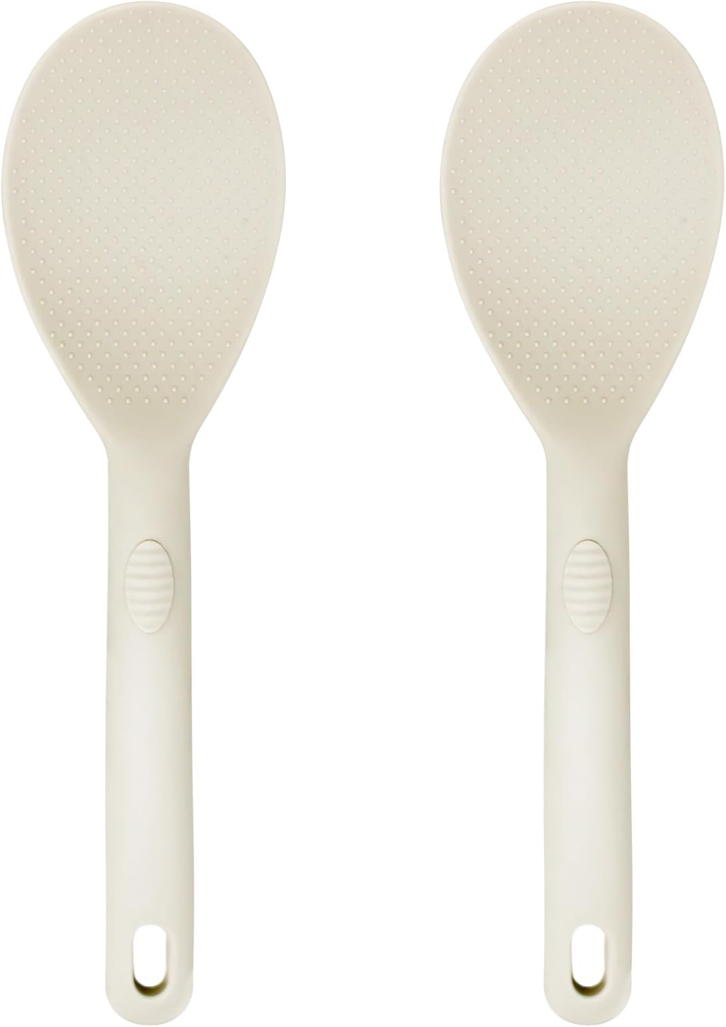 Silicone Rice Paddle Set – 2-Piece Set of Spoon Spatulas for Non-Stick Cookware – Kitchen Tools and Accessories with Comfortable Handles, Heat-Resistant Utensils for Cooking and Baking – Cream
