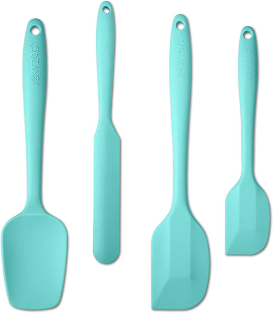 4 Piece Silicone Spatula Set, Flexible Heat Resistant Non-scratch Baking Cooking Rubber Spatulas with Stainless Steel Core, Aqua Sky
