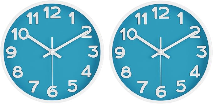 HIPPIH Wall Clock 2 Pack, 10 Inch Modern Wall Clocks Battery Operated, Non by HIPPIH