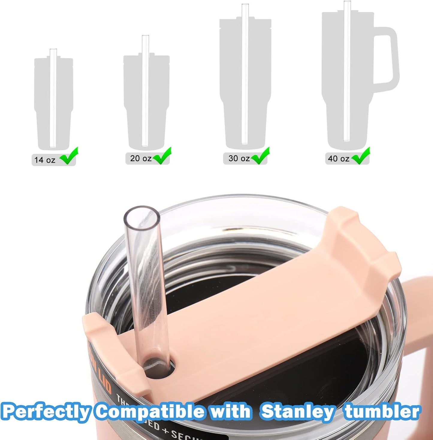 AIERSA 6 Pack Replacement Straws Compatible Stanley 40/30oz Tumbler,Reusable Plastic Clear Straw,12Inch Tall Long Drinking Straws with Cleaning Brush for Stanley Cup Accessories