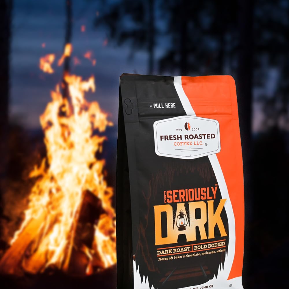 Fresh Roasted Coffee, Seriously Dark Artisan Blend, 12 oz, Dark Roast, Kosher, Whole Bean