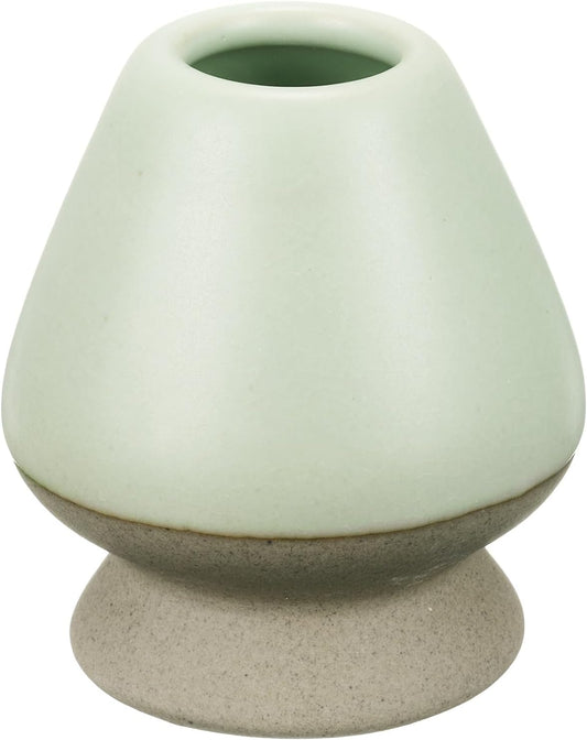 HARFINGTON Ceramic Chasen Stand 70mm Matcha Whisk Holder Teas Set Whisks Stand Traditional Matcha Tea Chasen Holder Tea Set Accessories for Tea Tasting, Beige/Light Green
