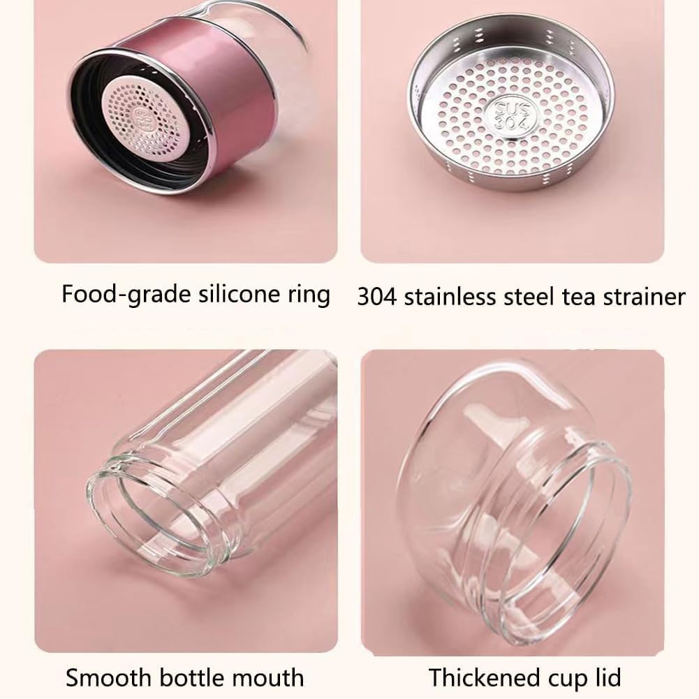 QUROXO 2025 New Tryteava Glass Infuser, Teava 3-In-1 Smart Tea Infuser with Cup Brush, Double-Layer Borosilicate Glass Tryteava Tea infusers Separation Cup (Silver, 350ml (12oz))