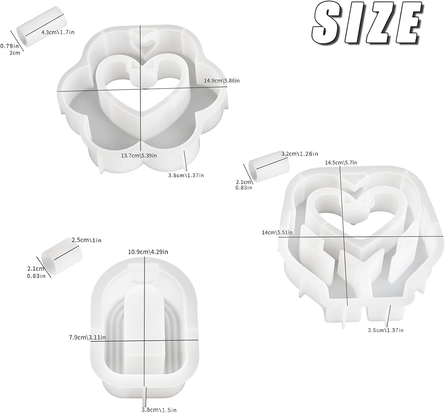 Heart Resin Vase Mold with Test Tube Culture Water Plant Silicone Molds for Crafts Epoxy Resin Casting Mold for DIY Flower Holder Home Office Decor Wedding (Style 2)