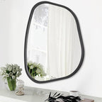 Asymmetrical Mirror for Wall Irregular Oval Wood Frame Modern Unique Accent by HLFMVWE