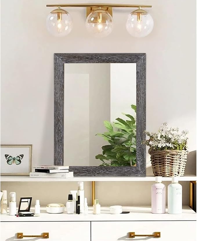 AAZZKANG Wall Mirror with Rectangle Wood Frame Large 20"x16" Rustic Decorative - Image 4