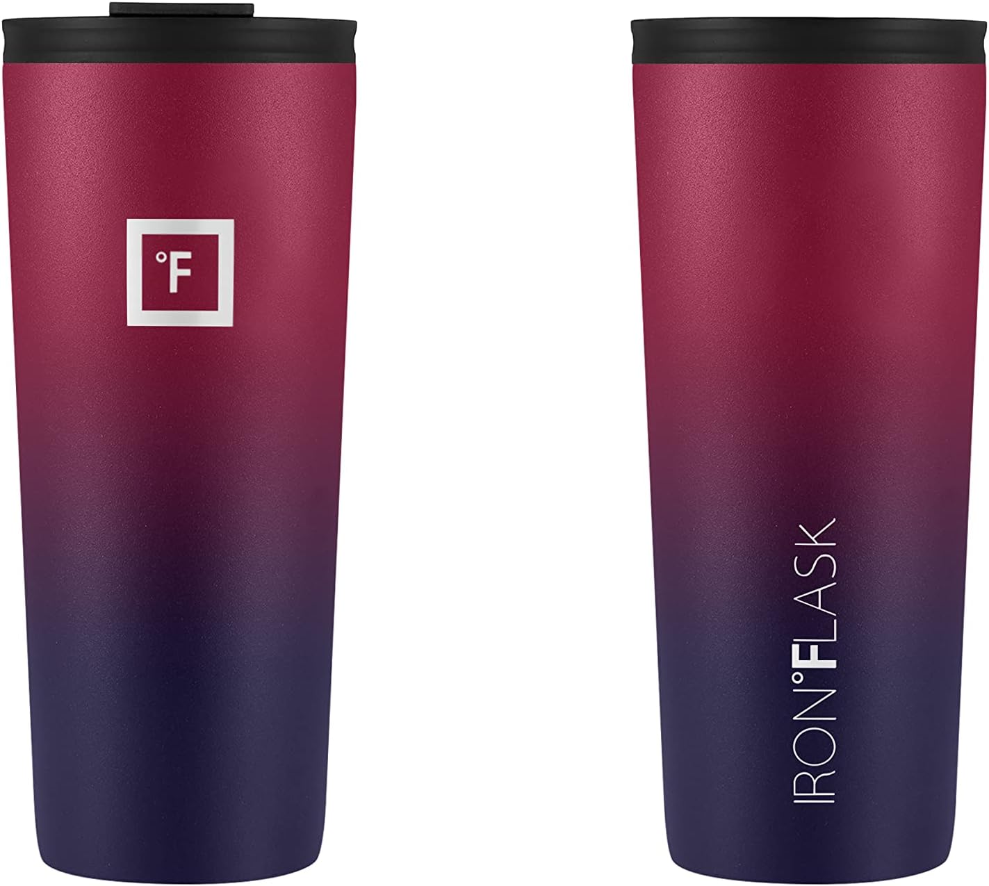 IRON °FLASK Classic Tumbler - Vacuum Insulated Stainless Steel Water Bottle, Double Walled, Drinking Cup, Insulated Travel Mug (Dark Rainbow, 24 oz Solid Lid)