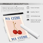 jkahh Funky Cherry Wall Art Vintage Red Blue Aesthetic Poster Trendy Ma Cherie - Image 2