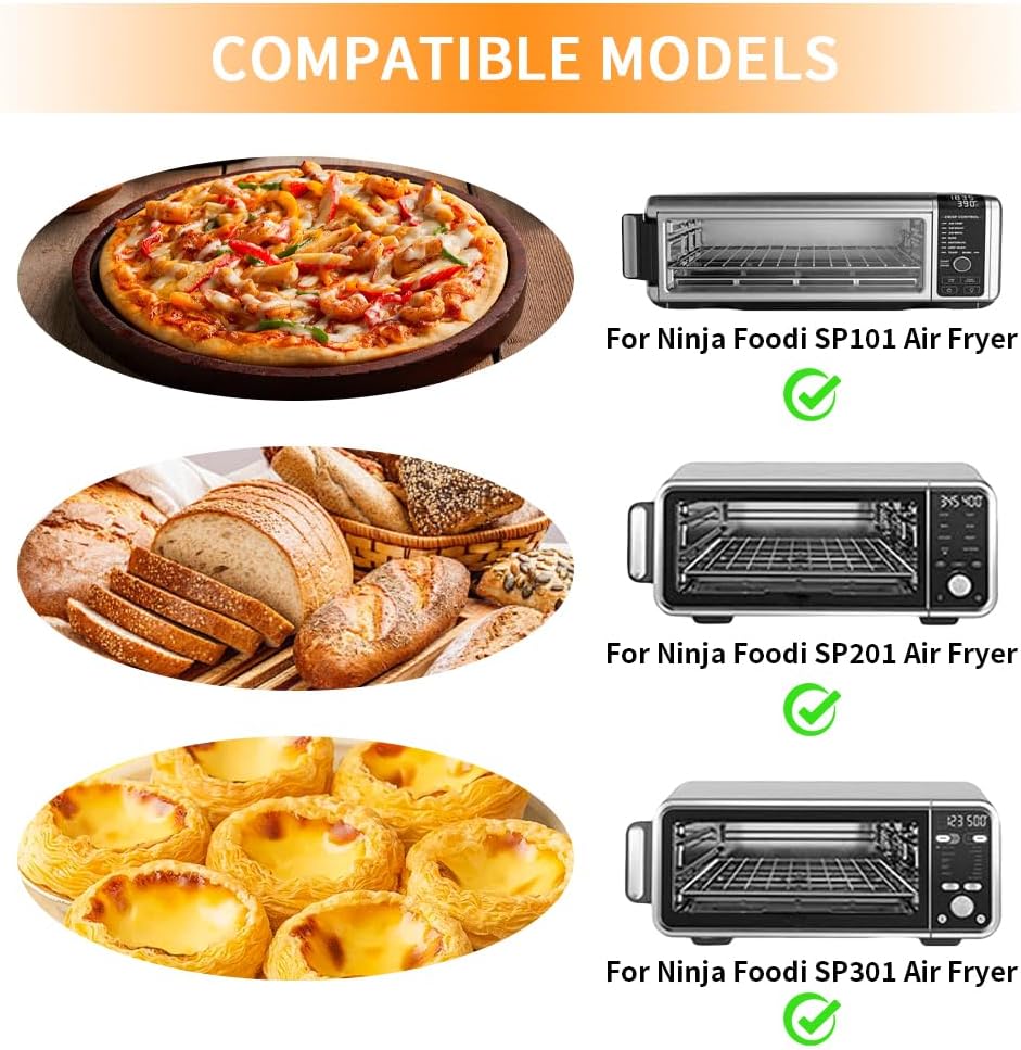 for Ninja Reusable Air Fryer Liners 12x12inch, Oven Liner for Bottom of Toaster Oven, 3x Liners + 3x Mesh Sheets, Non-Stick Baking/Microwave/Grill Mat,450°F,Pre-Cut Square for SP101/SP201/SP301/SP351